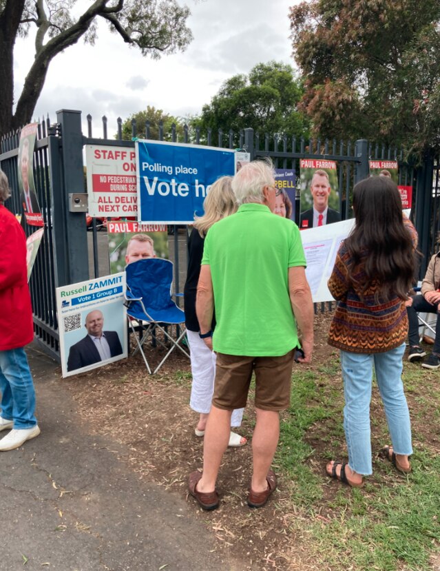 Interested voters outside Camden South public school.