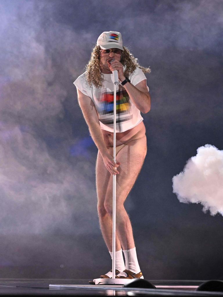 That horrible nightmare: You’re representing your country a Eurovision but you’ve forgotten to put pants on … Picture: AFP