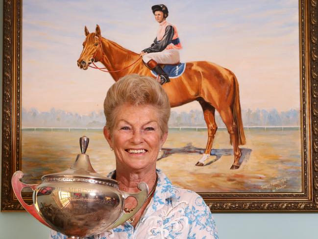 Pam O'Neill, first female jockey licensed to ride against males in Australia. Pic Darren England.