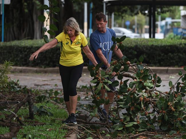 Townsville locals woke early to inspect the damage along The Strand left from TC Kirrily that hit overnight. Pics Adam Head