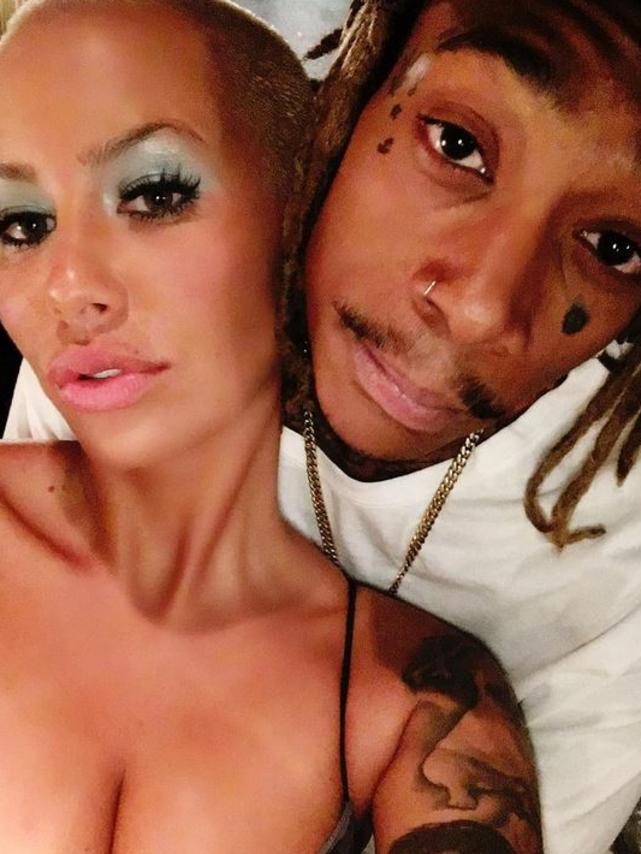 Amber Rose and ex Wiz Khalifa, with whom she had a son. Picture: Supplied