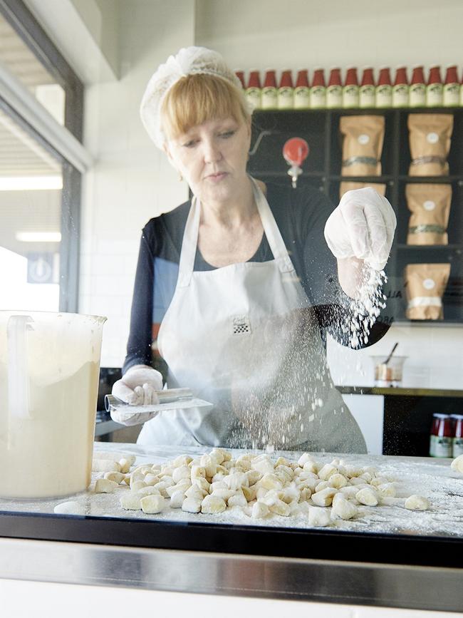 Louise Coogan taking care with the gnocchi