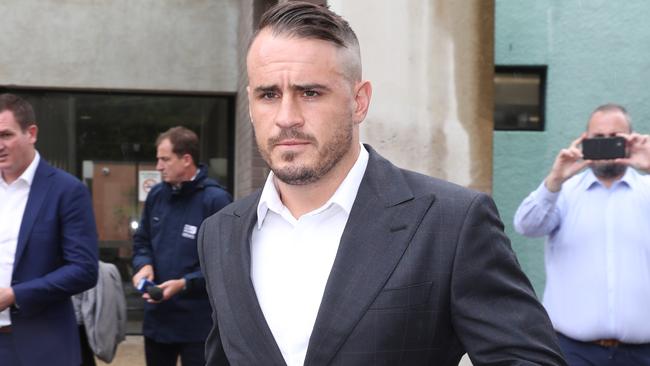 Josh Reynolds cuts a sombre figure leaving Sutherland Court. Photo: John Grainger