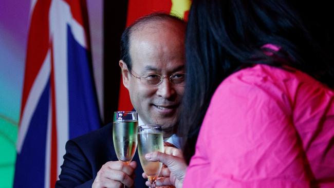 Chinese ambassador Xiao Qian toasts the CCP’s anniversary. Picture: Nikki Short