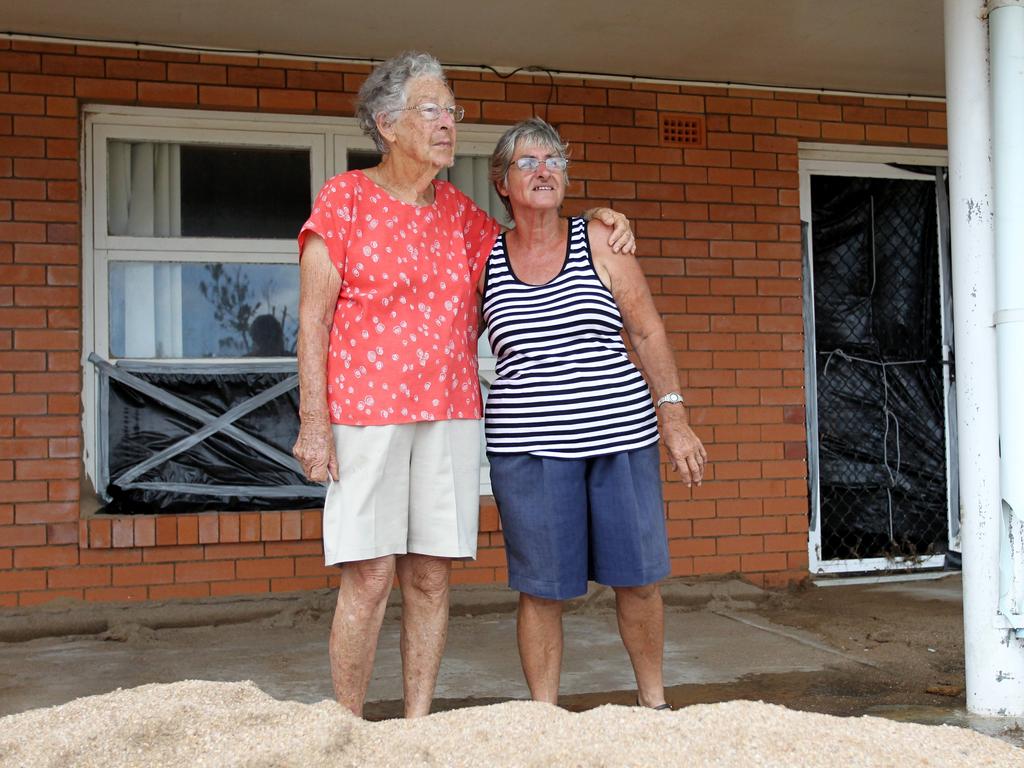 Cardwell residents Maxine Millwood (left) and Anne Mealing (right) reflect a little over a week after Cyclone Yasi hit. Picture: Tom Lee