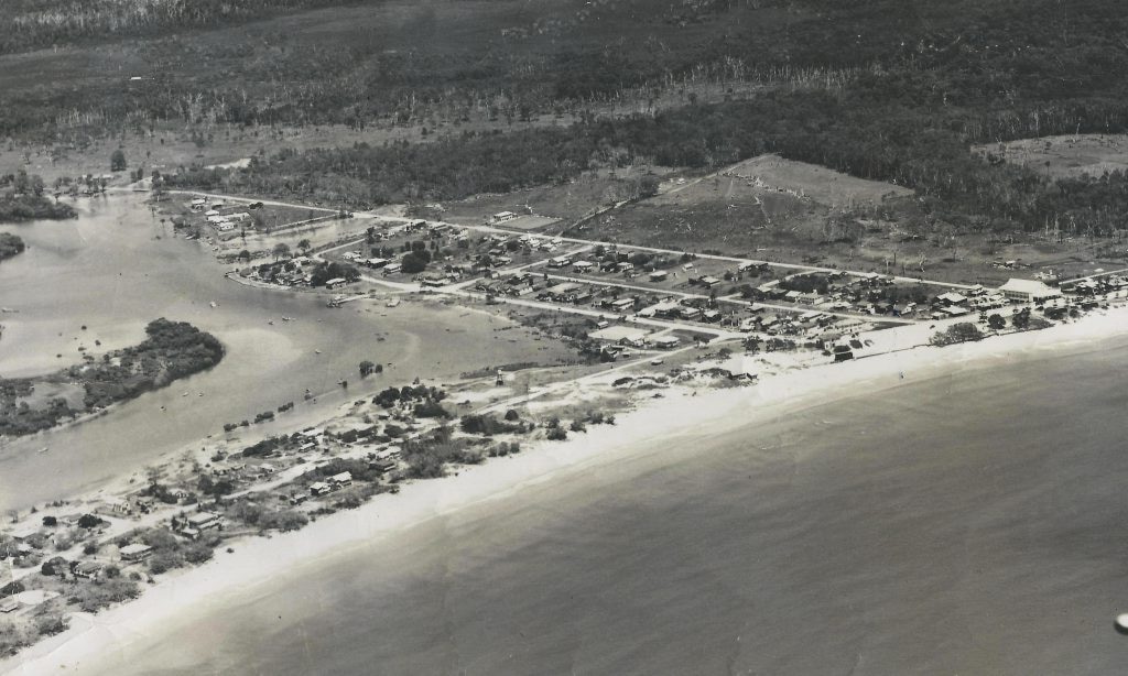 Mooloolaba from the air about 1951. (Courtesy Len Olive from Gertrude Clarke collection)