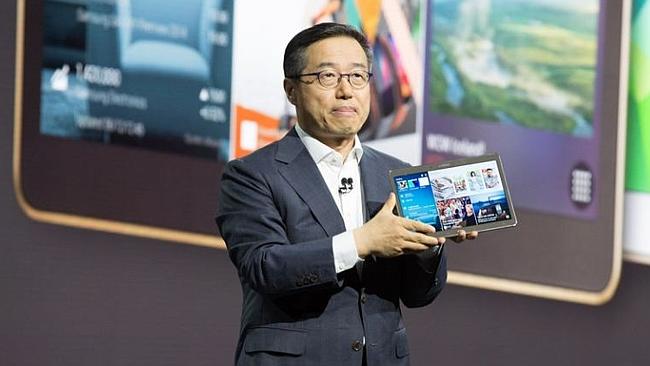 Apple rival... Samsung executives unveiled the Galaxy Tab S tablet at an event in New Yor