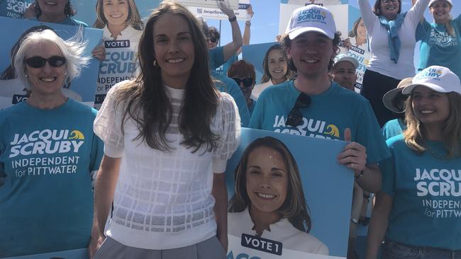 Independent Jacqui Scruby at the Bayview Yacht Racing Association clubhouse on Thursday, for the launch of her campaign to win the Pittwater by-election on October 19. Picture: Jim O’Rourke