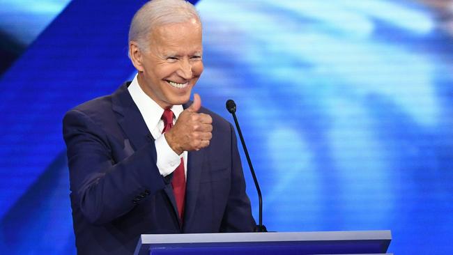 Democratic presidential hopeful and former Vice President Joe Biden speaks during the third Democratic primary debate of the 2020 presidential campaign season. Picture: Robyn Beck/AFP