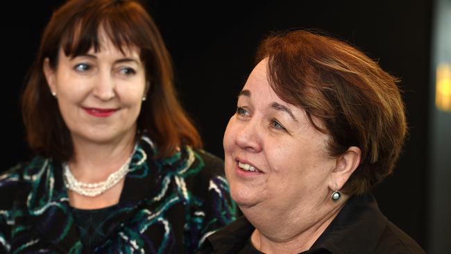 Minister for Education and Child Development Susan Close with new Child Protection Department head Cathy Taylor. Picture: Roger Wyman