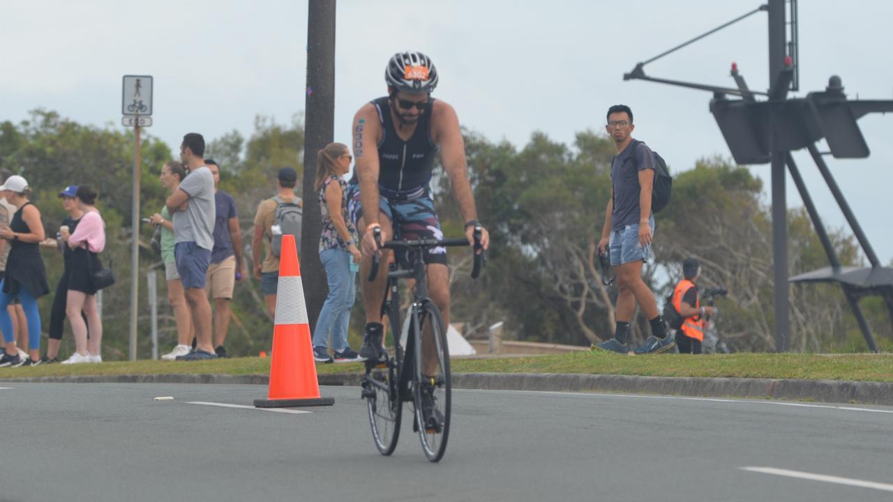 Action from the sprint event at the 2023 Mooloolaba Triathlon.