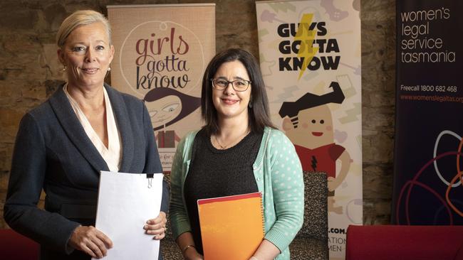 Principal Solicitor Hobart, Women's Legal Service Deb Bailey and Labor member Ella Haddad MP. Picture: Chris Kidd