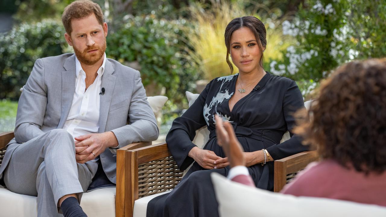 Prince Harry and Meghan Markle’s bombshell Oprah interview will not be forgotten by the royal family. Picture: Harpo Productions/Joe Pugliese via Getty Images