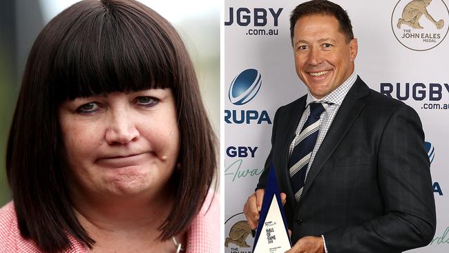 Embattled Rugby Australia CEO Raelene Castle (left) and the man many think will replace her, Phil Kearns.