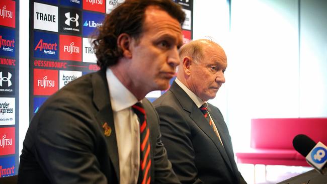 Xavier Campbell and David Barham address Ben Rutten’s sacking last year. Picture: NCA NewsWire / Luis Enrique Ascui