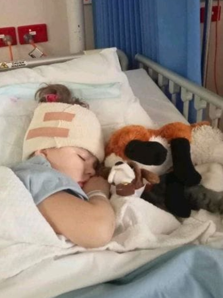 Ms Robertson discovered her daughter had the tumour when she didn’t get better after contracting hand, foot and mouth disease. Picture: Supplied by family