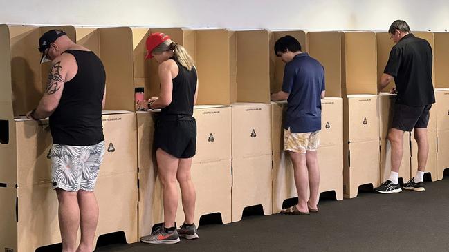 Voting at the 2023 City of Darwin Lyons Ward by-election. Picture: NTEC