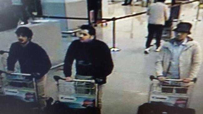 The three men suspected of taking part in the attacks at Belgium's Zaventem Airport.