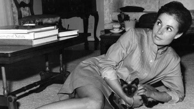 Ainsley Gotto, former Prime Minister Sir John Gorton's private secretary in 1968 photo lying on floor with Siamese cats. Picture: News/Limited.