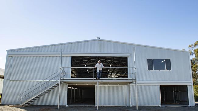 Ben Duxson from Glendemar Park Merinos in his new shearing shed. Picture: Zoe Phillips