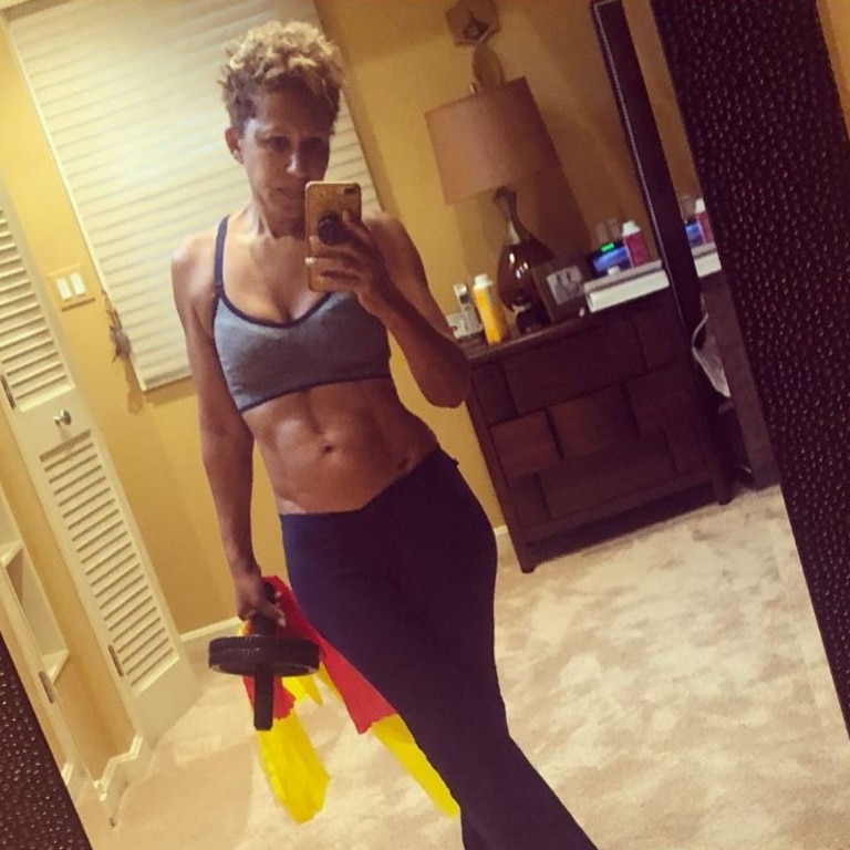 Norris’s workout regimen involves lifting weights and using an elliptical machine. Picture: Instagram/gammynorris
