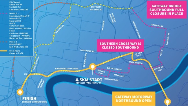 Map of Bridge to Brisbane road closures. Photo: Supplied