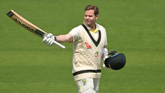 Steve Smith celebrates his 32nd Test century at Lord’s Picture: Getty Images