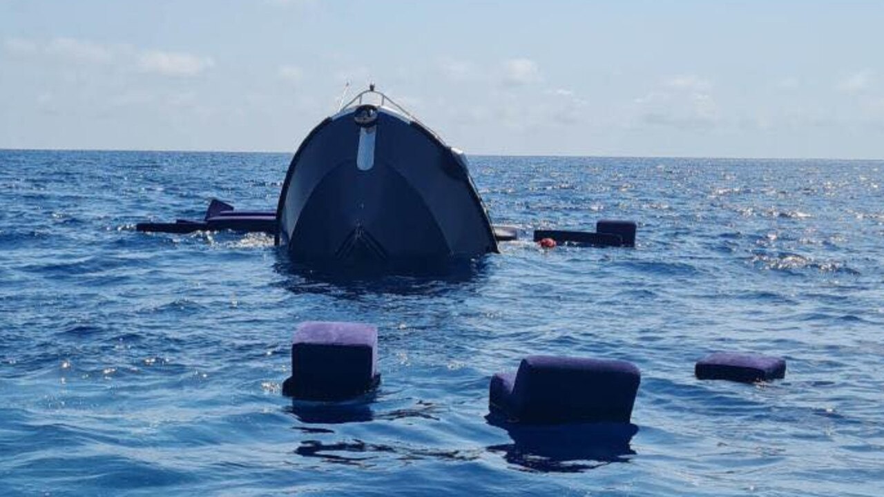 The 80ft boat reportedly crashed into an unknown object off the French Riviera. Picture: Gendarmerie des Alpes-Maritimes