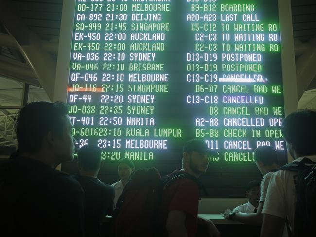 Stranded passengers at Bali's international airport. Picture: AP