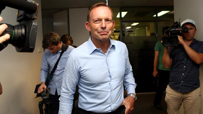 Tony Abbott at the Warringah ballot draw. Picture: Hollie Adams