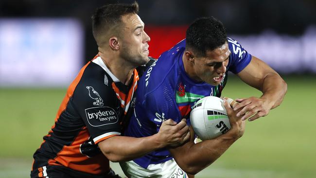 Roger Tuivasa-Sheck shifted to the wing to allow Reece Walsh to play fullback. Picture: Mark Metcalfe/Getty Images