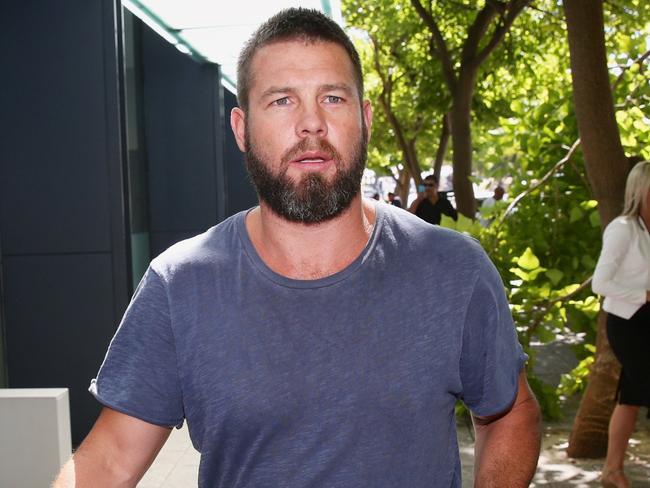 Ben Cousins leaves the Fremantle Magistrates Court in Perth. Picture: AAP