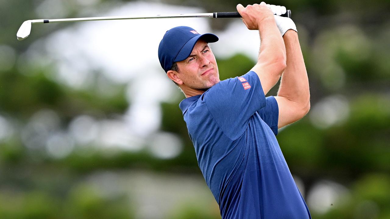 Adam Scott plays a shot on the 18th hole during the Pro-Am event at the Australian PGA Championship at Royal Queensland. (Photo by Bradley Kanaris/Getty Images)