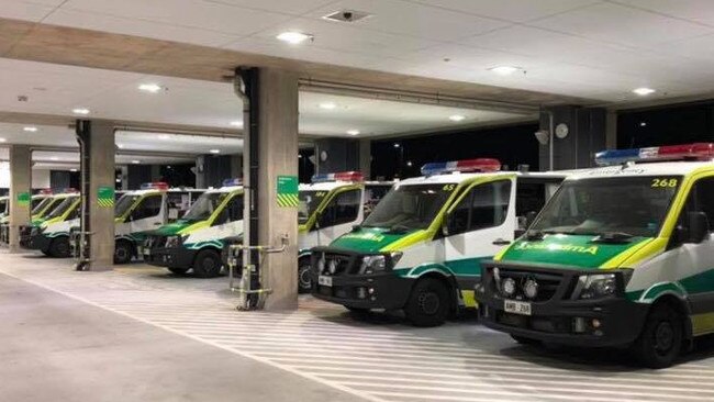 Ambulances ramp at the Royal Adelaide Hospital this week. Picture: Ambulance Employees Association Facebook page