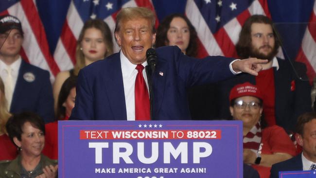 Donald Trump speaks during a campaign rally in Wisconsin. Picture: AFP.