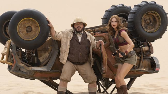 Jack Black, left, and Karen Gillan in Jumanji: The Next Level.