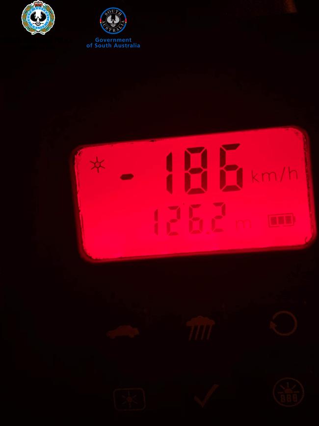 An unlicensed driver was detected travelling at 186km/h in a 100km/h zone on the Southern Expressway. Picture: SA Police