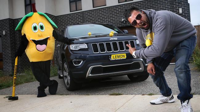 Teg Sethi and with his brother Geetraj Singh Sethi dressed as a lemon. Picture: Hamish Blair