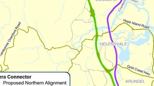 Map for the Coomera Connector showing the southern section.