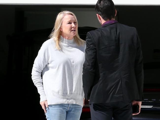 Deb Marlborough speaks to a reporter outside her Gold Coast home in 2016. Picture: News Corp Australia