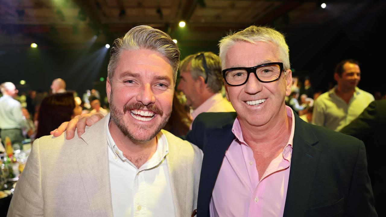 Toddy Matheson and Roland Evans at the Ray White Surfers Paradise Business Meets Sport lunch 2024 for Gold Coast at Large. Picture, Portia Large.