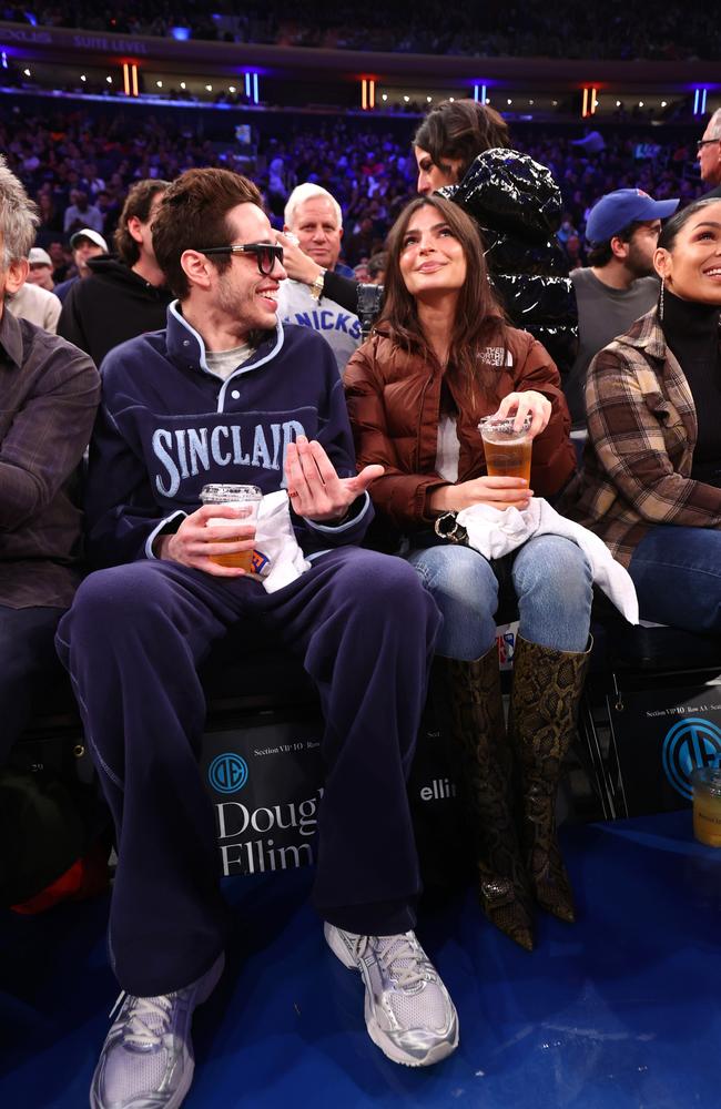 Pete Davidson and Em Rata, courtside. Picture: Nathaniel S. Butler/NBAE via Getty