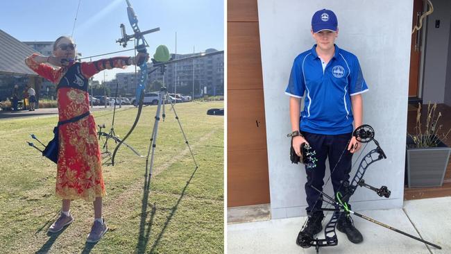 (L-R) Jasmine Bull and Logan Merrick are aiming big at Tuggeranong. Provided: Sydney Olympic Park Archers