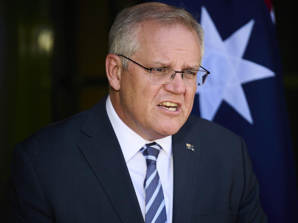 Prime Minister Scott Morrison recently announcing a $1.5 billion plan to boost Australia's domestic manufacturing sector. Picture: Rohan Thomson/Getty Images.