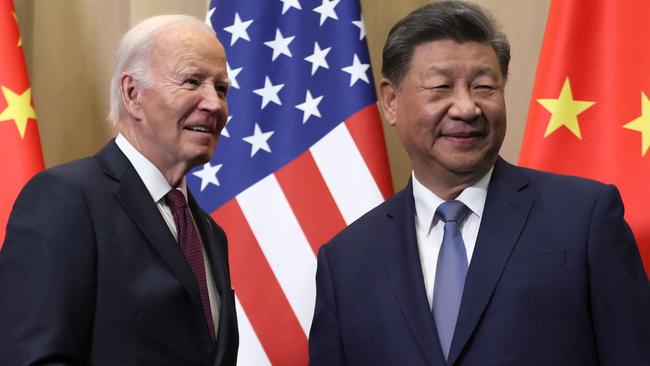 US President Joe Biden speaks with Chinese President Xi Jinping on the sidelines of the Asia-Pacific Economic Cooperation (APEC) summit in Lima, Peru4. Picture: Leah Millis/Pool/AFP