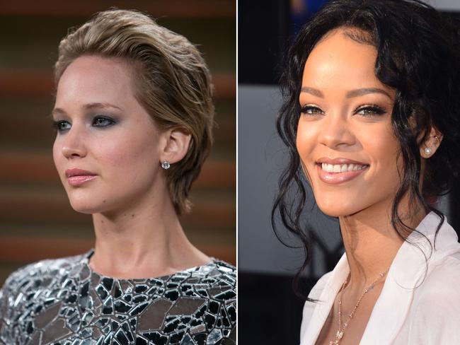 Targets ... Oscar-winner Jennifer Lawrence and pop star Rihanna had their private images stolen in the attack. Picture: AFP