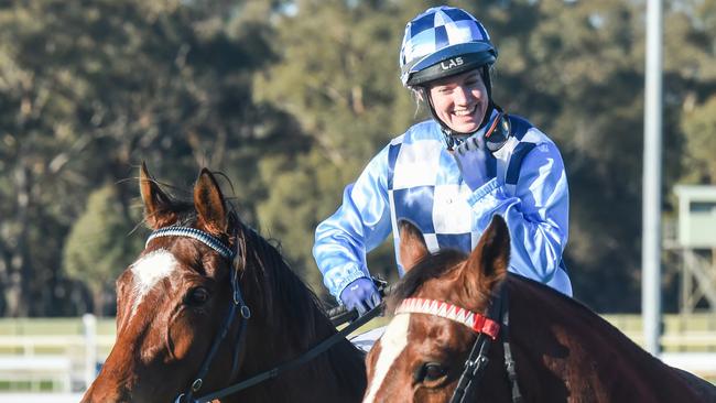 Mikaela on Elite Drake in Bendigo earlier this year. Picture: Brett Holburt/Racing Photos/Getty Images