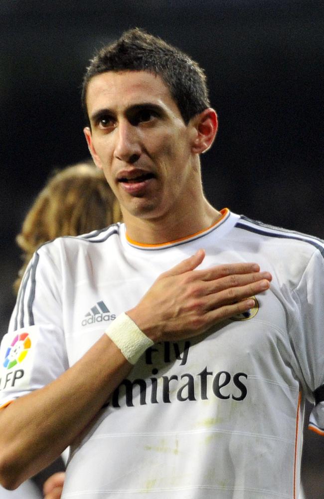 Angel di Maria celebrates after scoring a goal during the Spanish Copa del Rey.