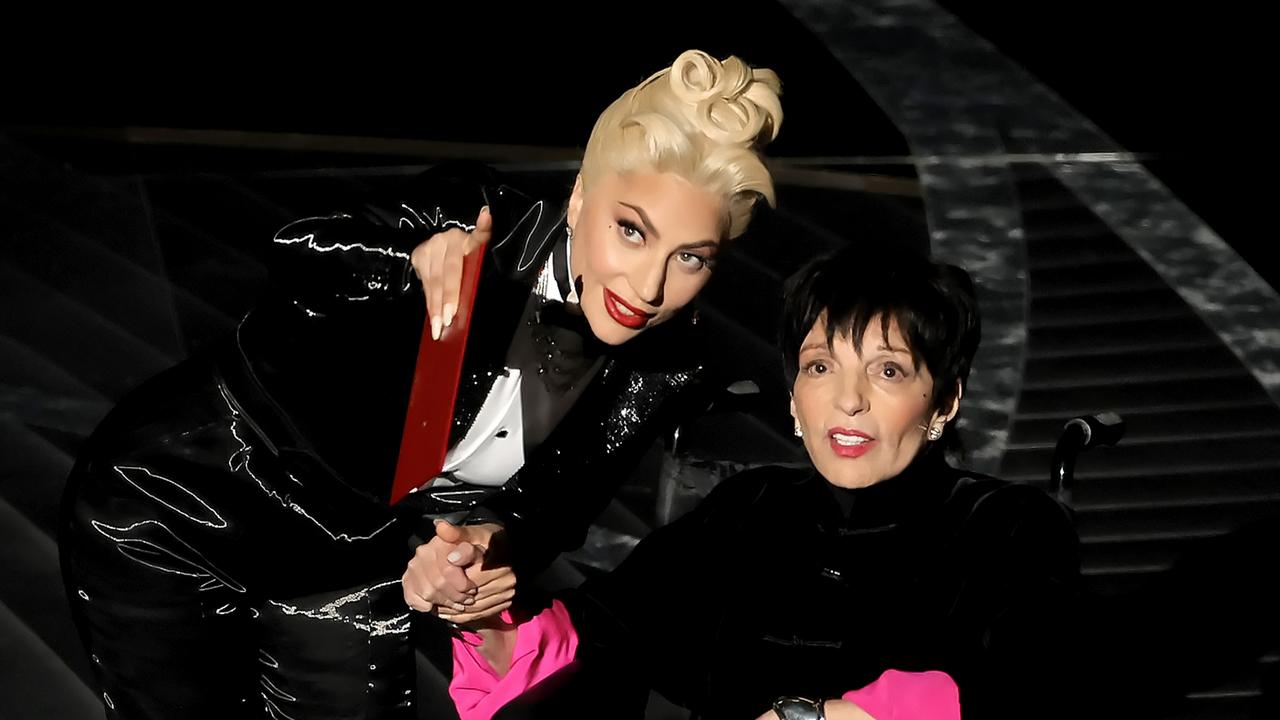 Lady Gaga and Liza Minnelli speak onstage during the 94th Annual Academy Awards. Picture: Neilson Barnard/Getty