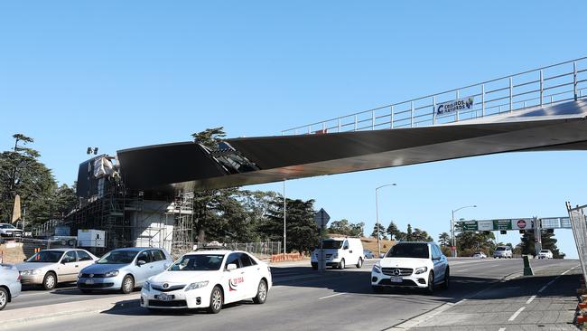 Hobart’s new Bridge of Remembrance with traffic flowing underneath on the Tasman Highway this morning. Picture: NIKKI DAVIS-JONES